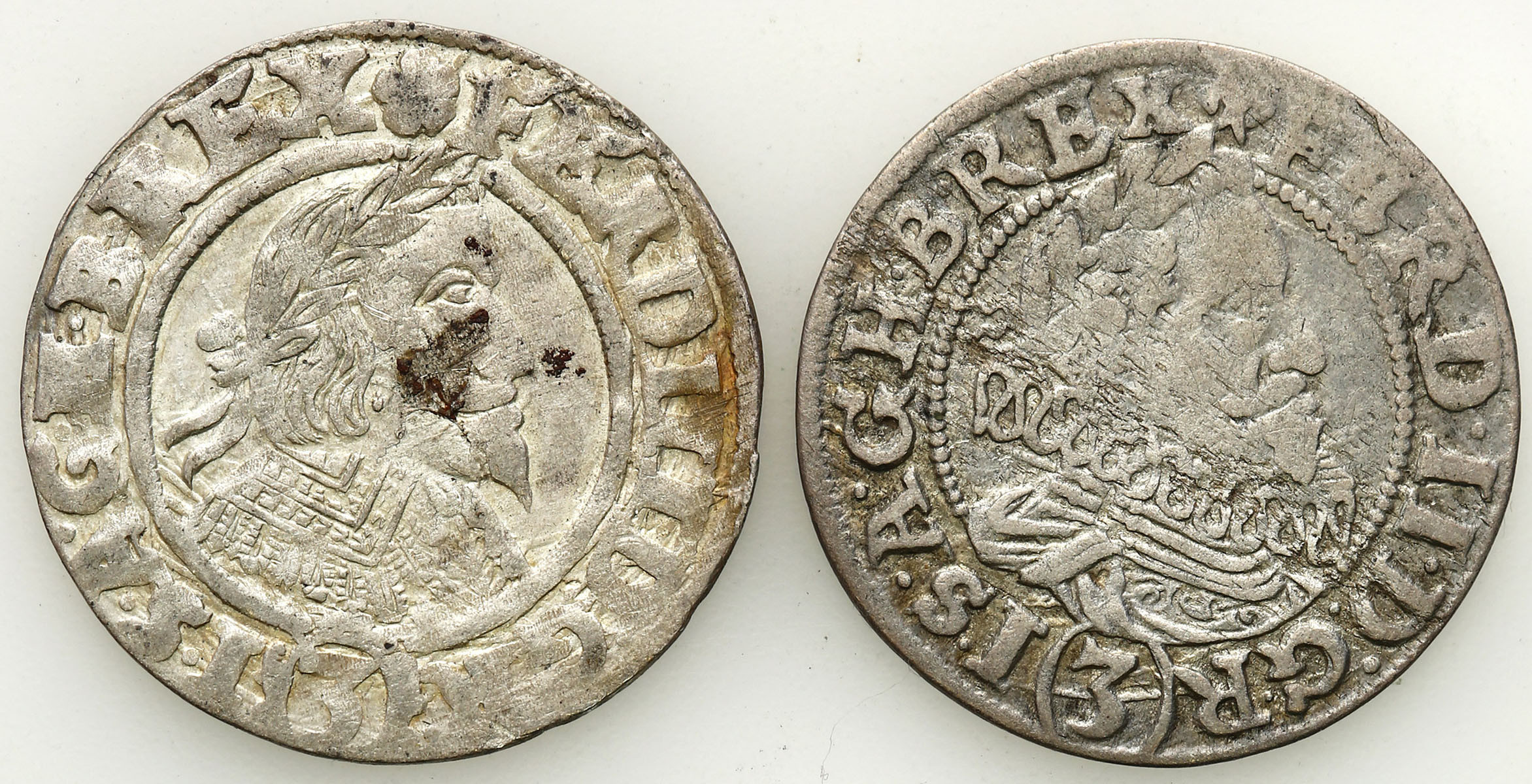 Śląsk. Ferdynand III (1637-1657). 3 krajcary 1630 HR i 1639 MI, Wrocław